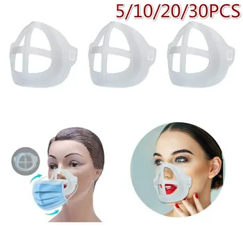

5/10/20/30PCS 3D Mouth Mask Support Breathing Assist Help Mask Inner Cushion Bracket Silicone Reusable Mask Holder Face Care