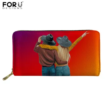 

FORUDESIGNS Hot Sale Women Brand Wallets Best Friends Print PU Leather Purses High Quality Zipper Wallet for Youth Girls Sister