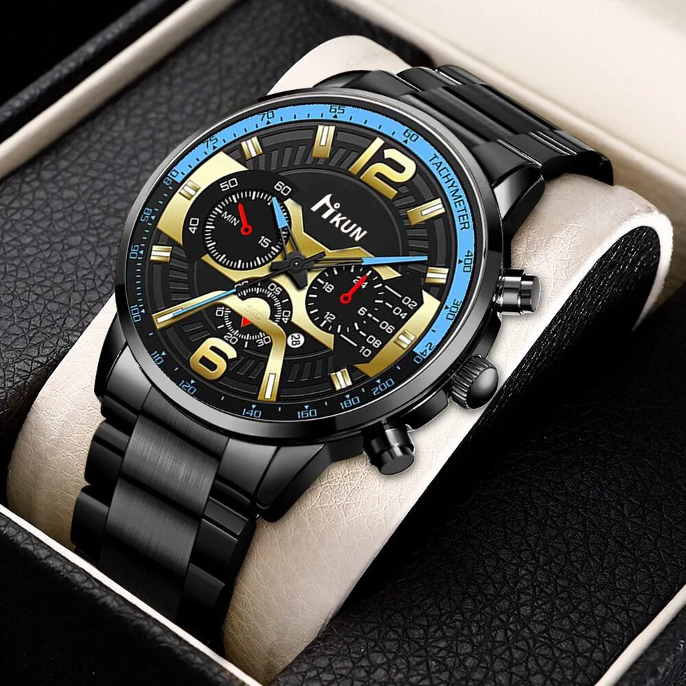 

New Fashion Clock Luxury Watches Mens Stainless Steel Calendar Watch Men Business Casual Quartz Watch For Men relogio masculino