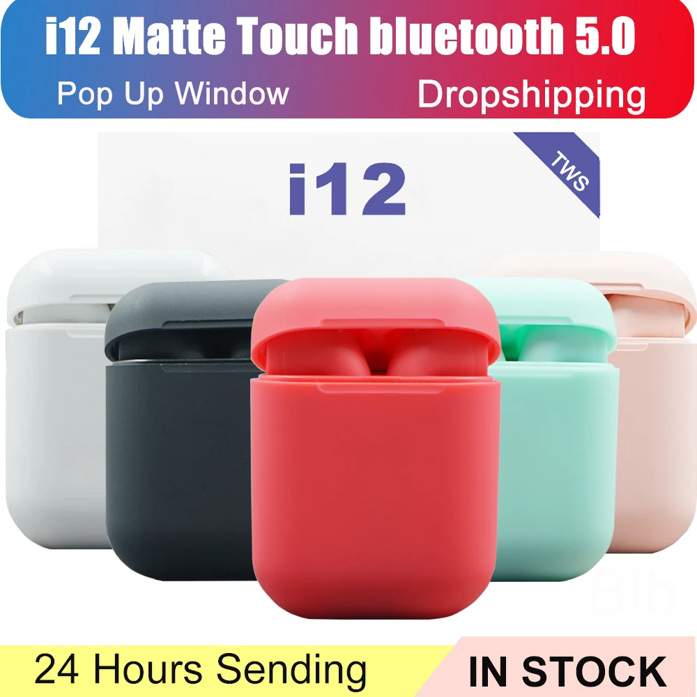 

bluetooth wireless headphones i12 TWS Original matte Auriculares Casque Bluetooth 5.0 Pop Up Wireless Earpieces Sport Earbuds