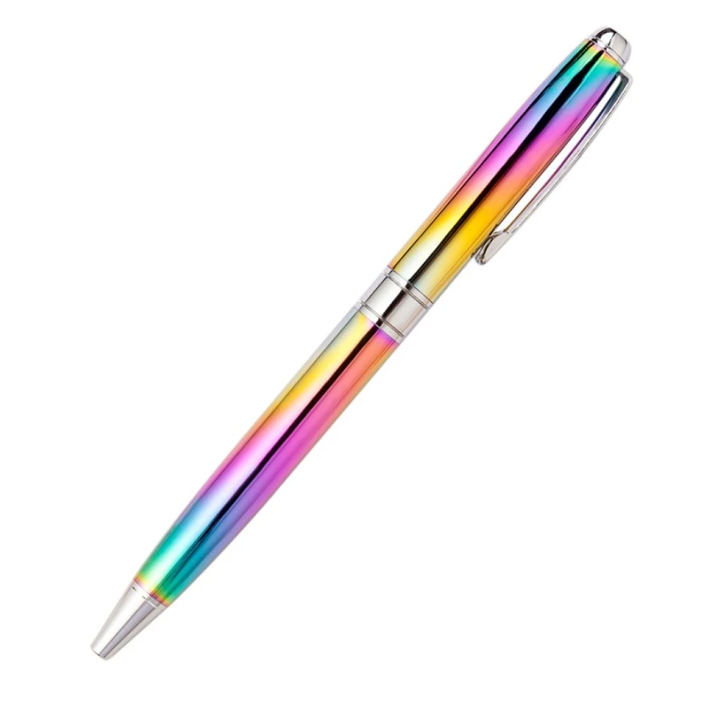 Металлическая шариковая ручка, выдвижные шариковые ручки 1,0 мм, черные чернила, Свадебные Ручки для подписи, рождественский подарок, канцелярские принадлежности для школы, офиса - Цвет: Rainbow
