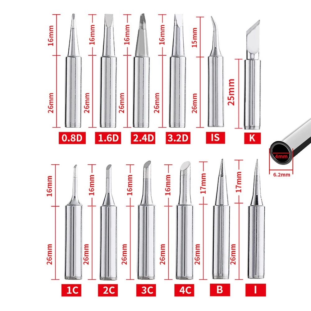 welding wire spool 5/12Pcs I+B+K+2.4D+3C Soldering Iron 900M-T Soldering Iron Head Set Inside Hot Bare Electric Soldering Iron Tip tool stainless flux core wire Welding & Soldering Supplies