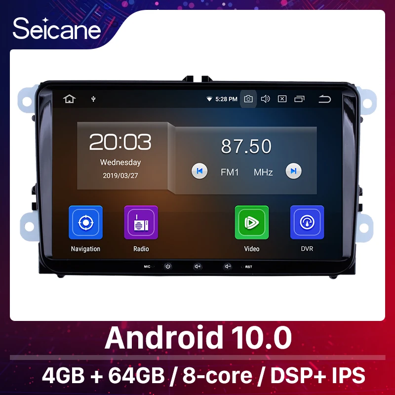 Мультимедийный плеер Seicane 2DIN Android 10 0 GPS для VW Golf Polo Passat Touran T5 Cupra сиденье толедо Leon