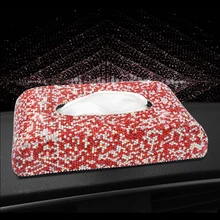 Роскошная кожаная автомобильная коробка для салфеток, хрустальные стразы, блок, бумажная коробка для хранения, автомобильная коробка для салфеток, держатель для салфеток