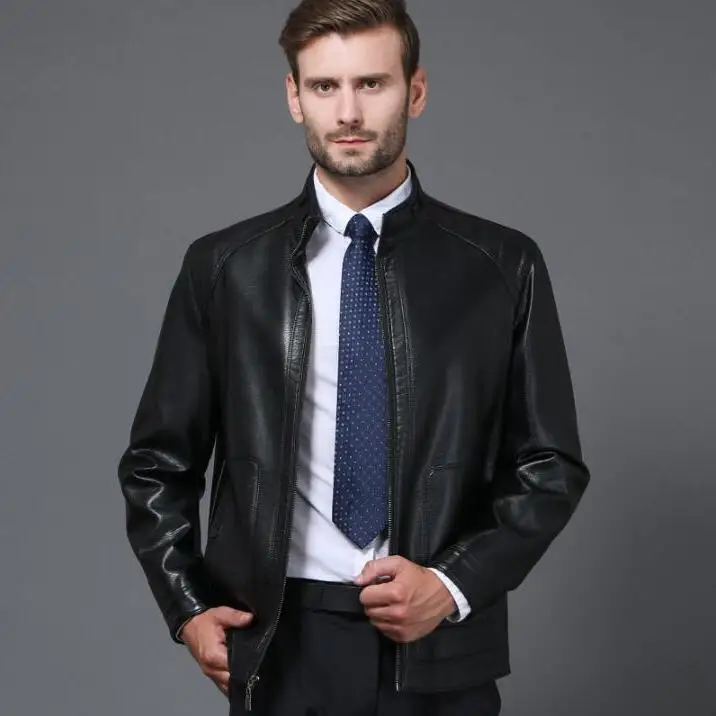 

Куртка мужская из овечьей шкуры, модная деловая Повседневная теплая кожаная куртка с бархатной подкладкой, Осень-зима