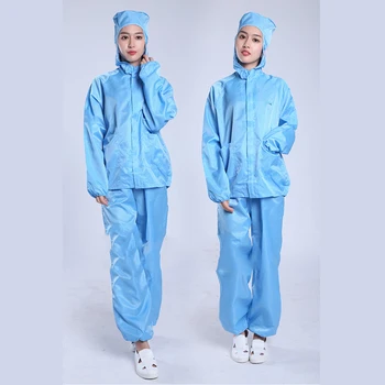

Unisex Workshop Split Clean Clothes Dust-proof Anti-static Tops Pants Overalls Hooded Work Uniforms for Industrial Food Factory
