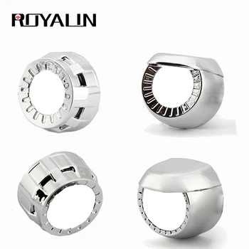 

ROYALIN Car Bi xenon Headlights 1.8 2.0 Inch Projector Lens Shrouds Masks Finish Chrome Auto Headlamp lights Cover Retrofits DIY