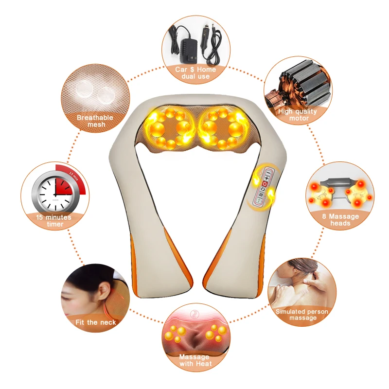  (with Gift Box) KLASVSA Electric Heating Neck Massager Car Home Infrared KneadingTherapy Ache Shoul