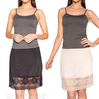 

2020 Women Elastic Waist Half Slip Petticoat Skirts Underskirt Lady Crinoline Milk Silk White Lace Commuter Office Ladies Skirt