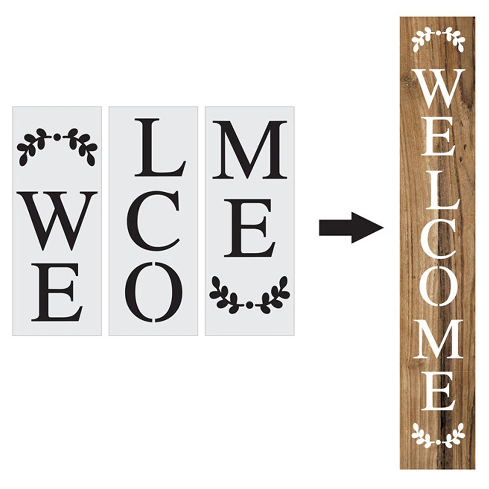 WELCOME Letter Painting Template Shopping Mall Hotel Door DIY Hollow Painting Template Welcome Word Template Welcome Stencils 8 pcs painting template stencil letter for stencils letters number alphabet patterns craft the pet dies