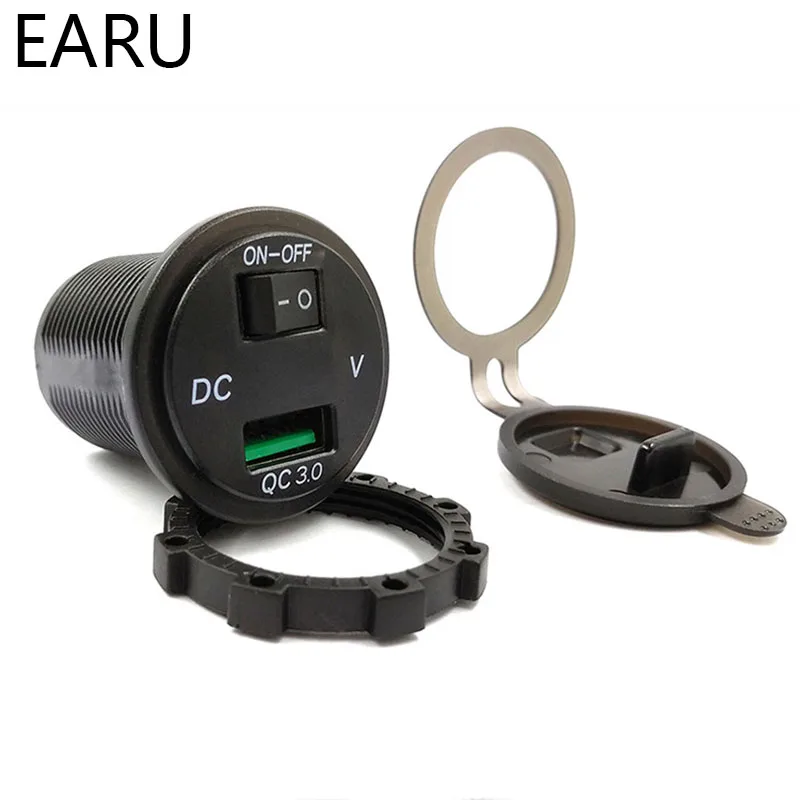 QC3.0 Быстрая зарядка энергосберегающий измеритель напряжения вольтметр, автомобильное зарядное устройство с умным ВКЛ/ВЫКЛ водонепроницаемым