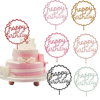 

Happy Birthday Cake Tag Acrylic Cake Topper Pink Gold Cupcake Topper For Kids Gilrs Birthday Party Cake Decorations Baby Shower