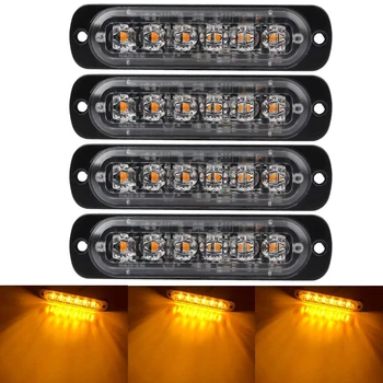 

4 PCS Emergency Warning Lights for Vehicles Trucks Beacon Warning Hazard Flash Strobe Light 6 LED Surface Mount Waterproof