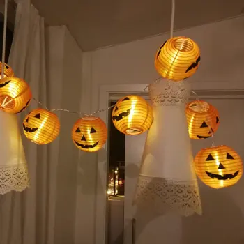 

New Halloween Pumpkin Lantern LED Decorative Light String Horror Face Battery Decorative Light String Hangings Decoration