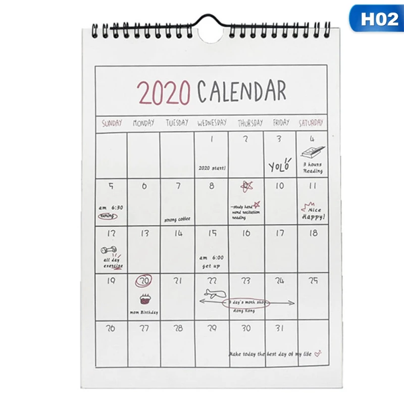 Креативный, расписанный вручную календарь, простой подвесной календарь для домашнего офиса, календарный план, календарь для заметок - Цвет: H02