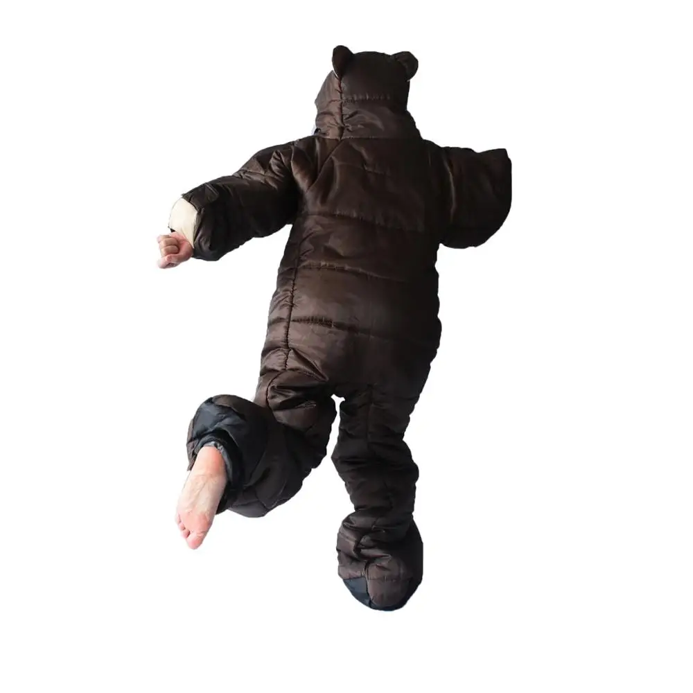 Гуманоидный медведь-образный коричневый медведь Кемпинг Открытый спальный мешок больничные часы ночной временный отдых тип тела Мумия спальный мешок