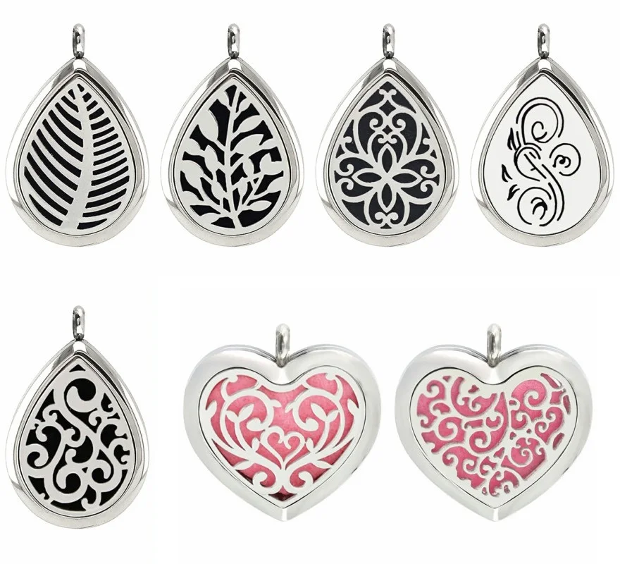 Drop shipping water drop/heart Aromatherapy locket 316L Stainless Steel diffuser pendant necklace free chain & 10 pads | Украшения и