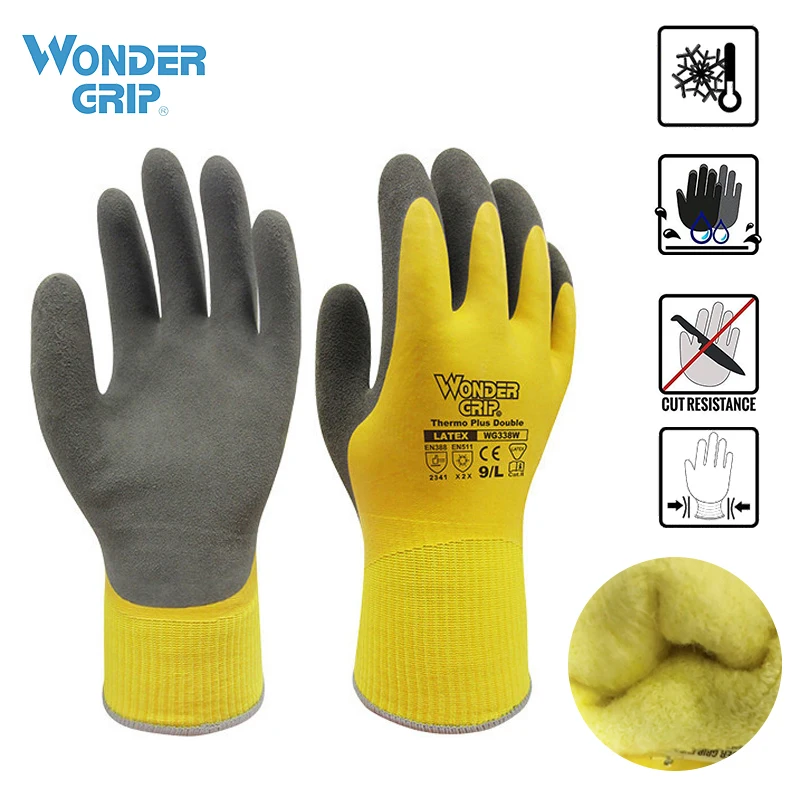 Wonder Grip Thicken Garden Working Gloves Coldproof Work Gloves Double Layer Latex Coated Protection Gardening