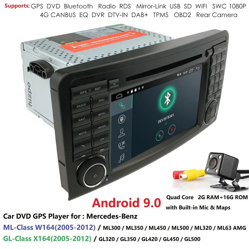 #*Cheap Wholesales! 2Din 7Inch Android9.0 CarDVD Player For Mercedes Benz ML GL CLASS W164 ML350 ML500 GL320 Canbus 4GWifi GPS Radio CAM