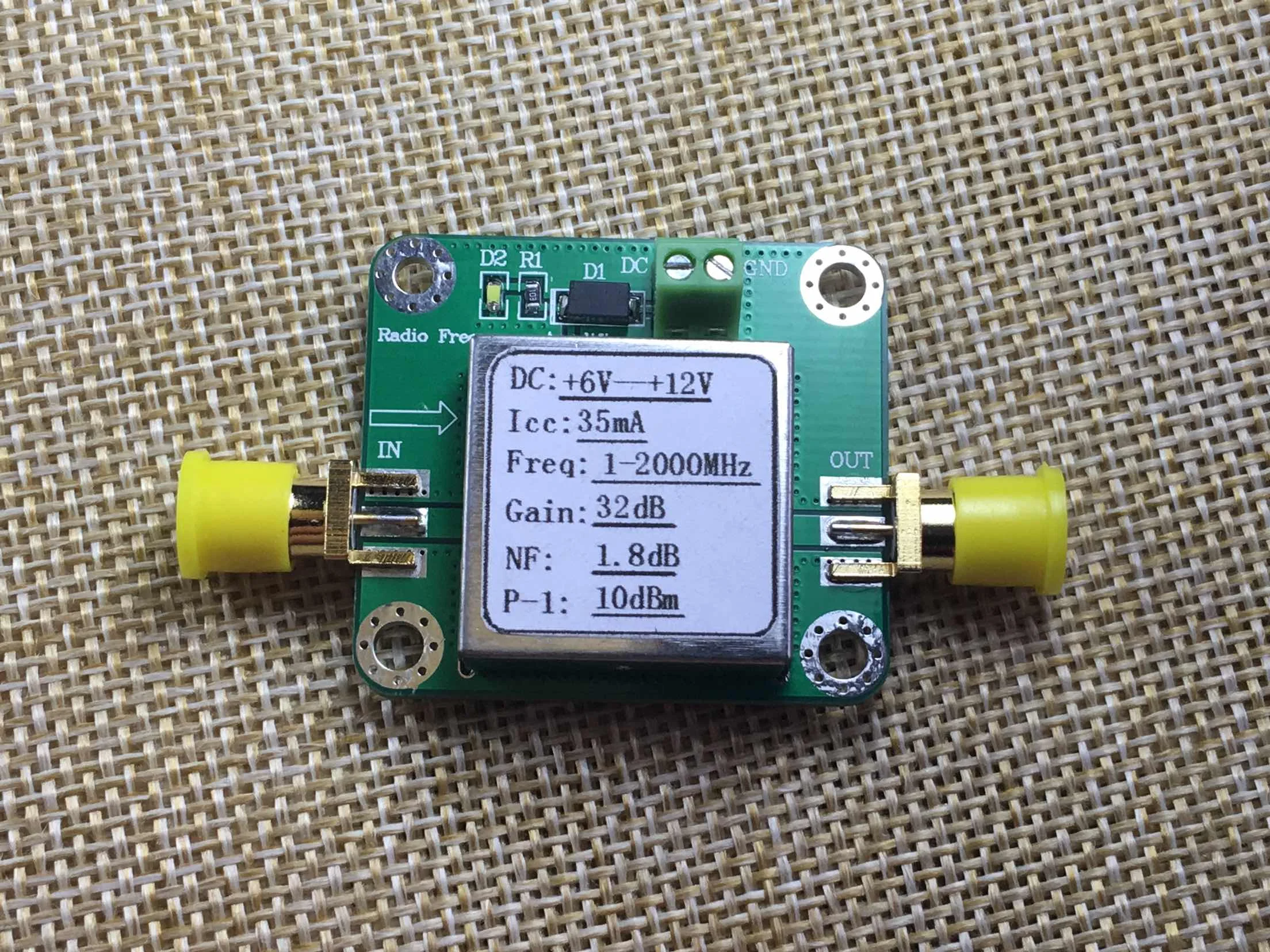 

RF Amplifier Broadband Low Noise LNA 1-2000mhz GP: 32dB