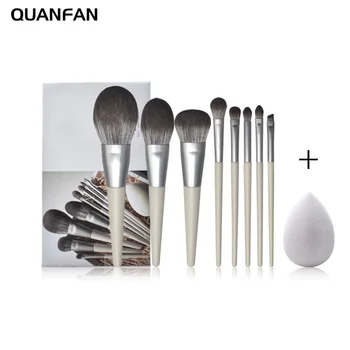 

Full Sail Nylon Mao Work Makeup Brush Set White Marble 8 Send Cosmetic Egg Set Gift Paper Packaging