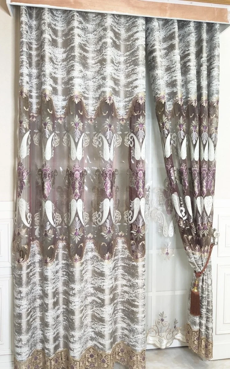Purple curtain Роскошные современные выдалбливают вышитые занавески Тюль прозрачные Занавески для окна для гостиной спальни кухни окна скрининг панель - Цвет: Purple curtain