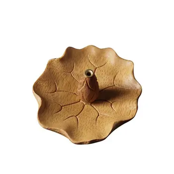 

Lotus Leaf Fragrant Pedestal Creative / Hand Carved Charcoal Bamboo Aroma Base Craft High Quality Line Incense Pedestal 1pcs