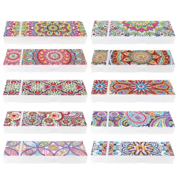 

DIY Diamond Painting 2 Grids Stationery Pencil Box Rhinestones Diamond Embroidery Mandala Storage Case School Pencil Case Box