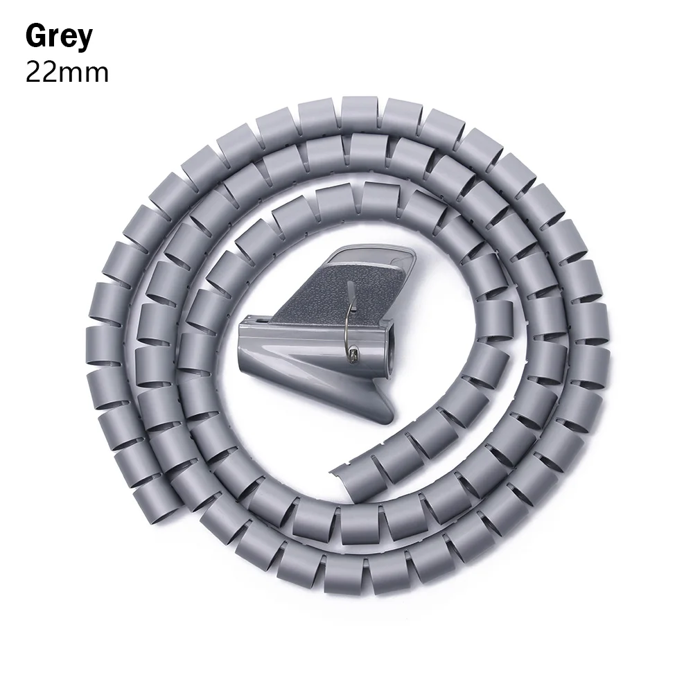 Gray 22mm Держатель кабеля Органайзер 1,5 м длина гибкие спиральные провода зажимы для труб управление шнуром протектор кабеля намотки провода обмотки трубки - Цвет: Gray 22mm