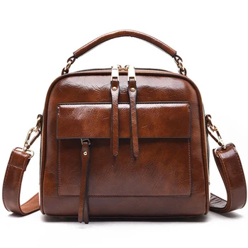 

2020 new Womens Leather Luxury Handbags Vintage Women Bags Ladies Double Layer Inner Shoulder Bags Crossbody Bag fashion Big bag