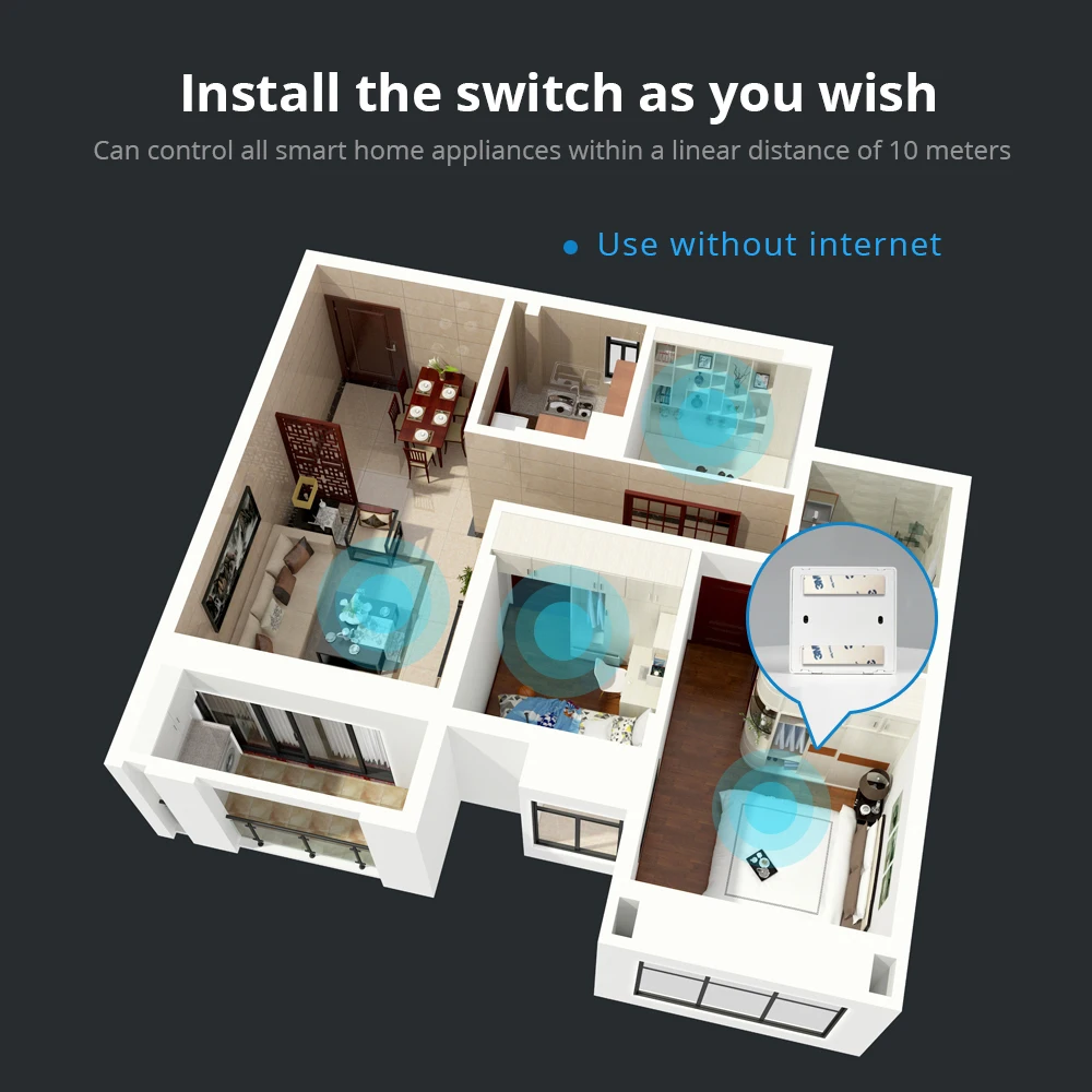 Zemismart Tuya Zigbee Wireless Switch Battery Wall Remote with Push Button 1 2 3 4 Gangs Smart Life App Control smart switch wireless remote controller smart universal remote control