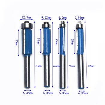 

4pcs Flush Trim Router Bit Edges Cutting Woodworking Hardwood Chipboard Materials Power Milling Cutter