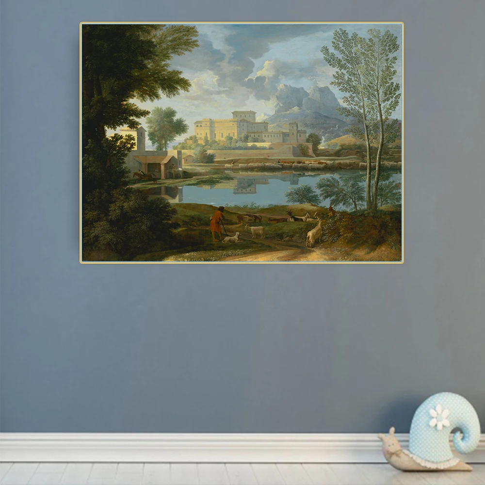 

Citon Nicolas Poussin《Landscape with a Calm》Canvas Oil painting Famous Artwork Poster Picture Modern Wall decor Home Decoration