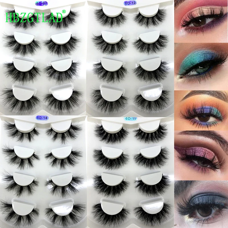 

4 Pairs Dramatic eyelashes 25mm lashes fluffy messy 3D mink lashes wholesale Wispy natural Long Thick false eyelashes extension