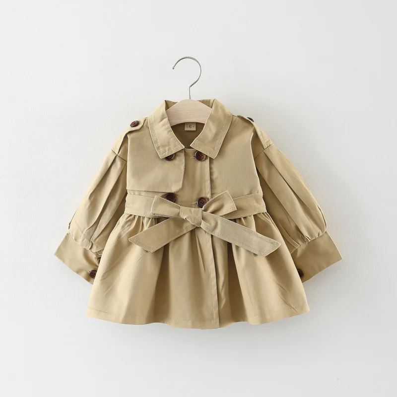 Модное осеннее пальто с поясом для маленьких девочек; пальто для маленьких девочек; Длинные куртки; Верхняя одежда; Детское пальто; одежда для малышей
