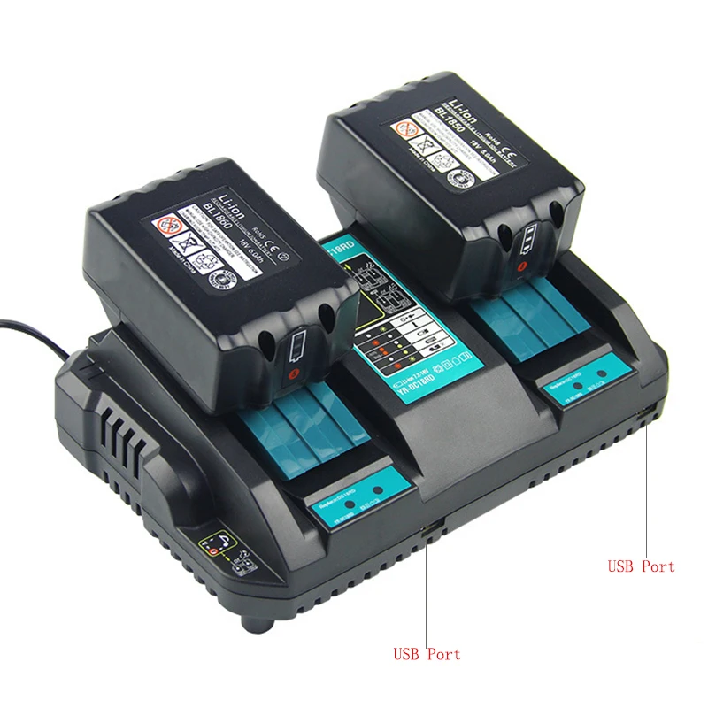 DC18RD Dual USB Port Battery Charger for Makita 14.4V 18V BL1860 BL1415 BL1430 BL1830 BL1840 BL1850 BL1845