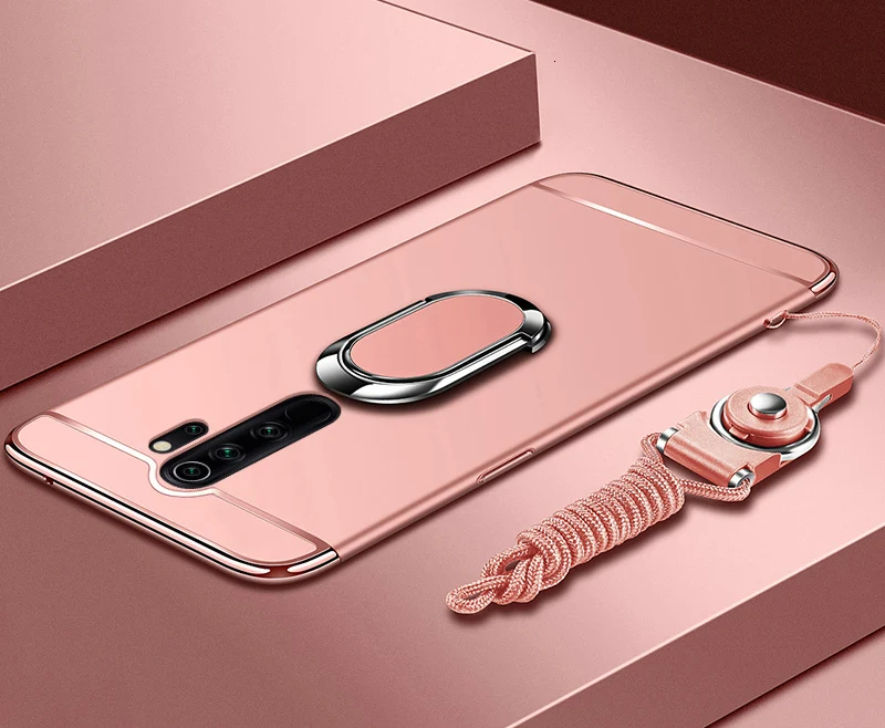 Для Xiaomi Redmi Note 8 кольцевой чехол противоударный полный ПК Бампер задняя крышка для Redmi Note 8 6 5 7 Pro Чехол магнитный автомобильный держатель - Цвет: pink