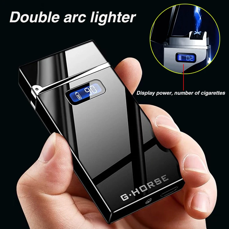  LED Display Cigarette Lighter Charging Electric Lighter Windproof USB Electronic Lighter Plasma Arc