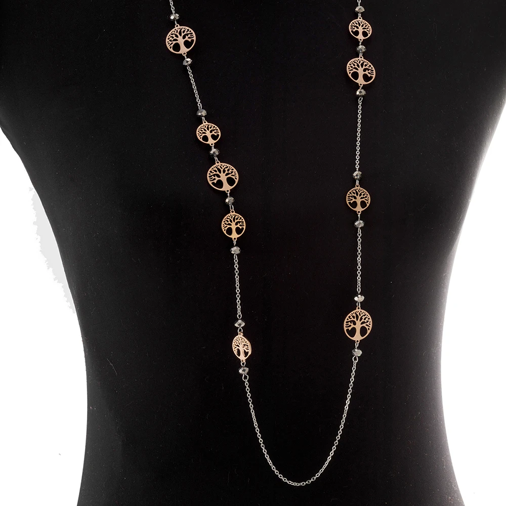 Gold Tree of Life Long Chain Necklace Women Style Color Stainless Steel Sweater China 2019 Fashion Jewelry Mom Gift | Украшения и