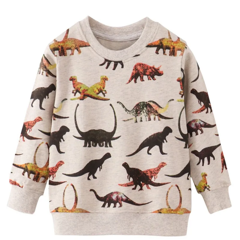 Толстовки с длинными рукавами для мальчиков и девочек хлопковая одежда с принтом динозавров для малышей на осень и весну, детские топы, модный спортивный свитер, рубашка - Цвет: W9029 dinoaurs