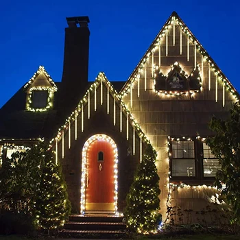 

LED Meteor Shower Shaped Lights with 8 x 30cm Tubes Waterproof Wedding Party Christmas Xmas Tree Decoration EU Plug-Warm