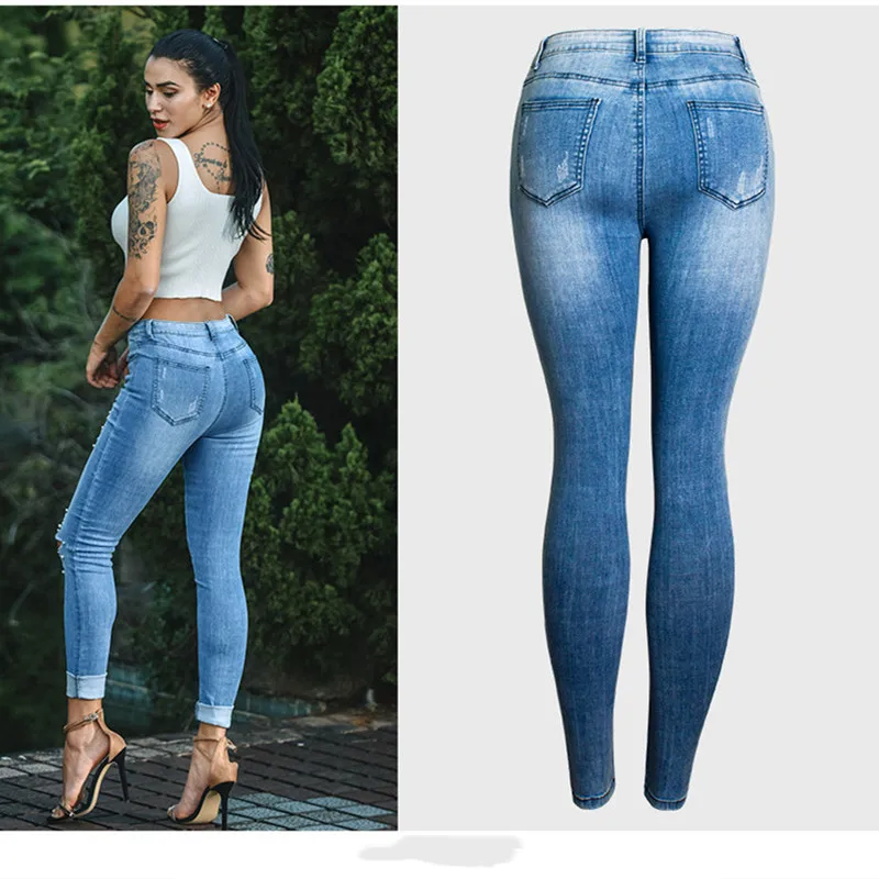 Fashion New Arrival Women Skinny Jeans 2023 Casual Embroidered Flares Ripped Slim Jeans Women