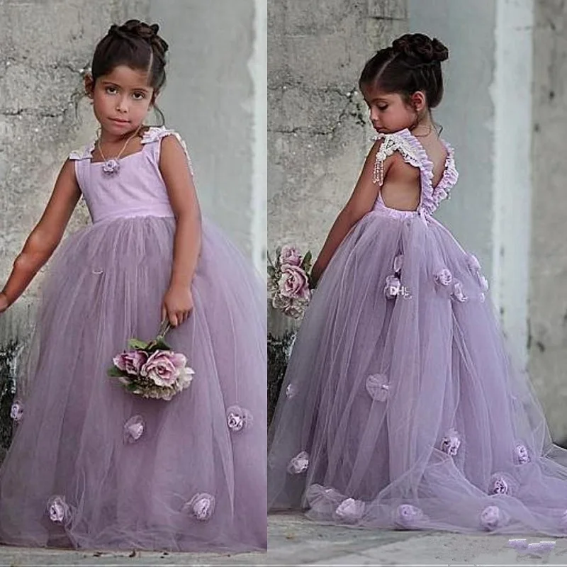 Beautiful Lavendar Flower Girls Dresses 3D Pageant Gowns for Kids Wedding Princess | Свадьбы и торжества