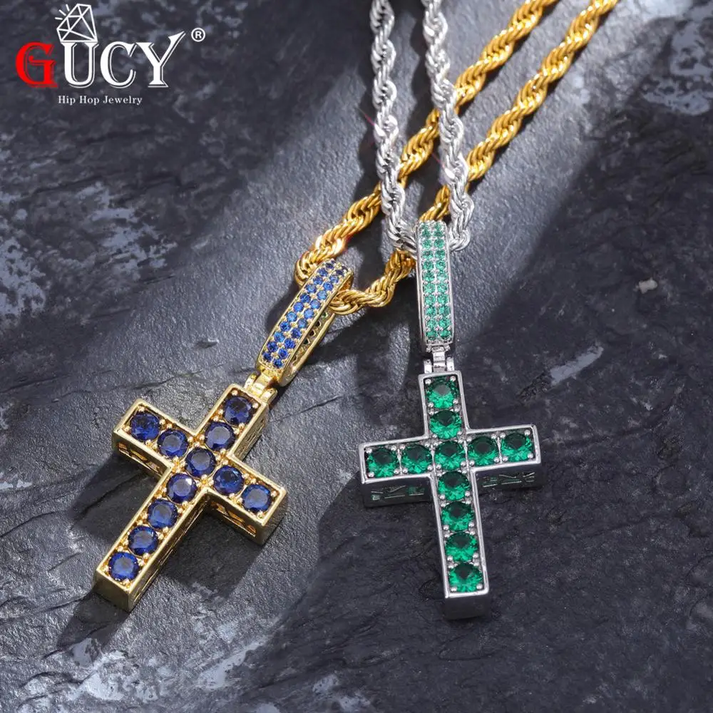 

GUCY Men and Women AAA Pros And Cons Different Zircon Cross Pendant Ice CZ Cross Pendant Chain Hip Hop Fashion Jewelry