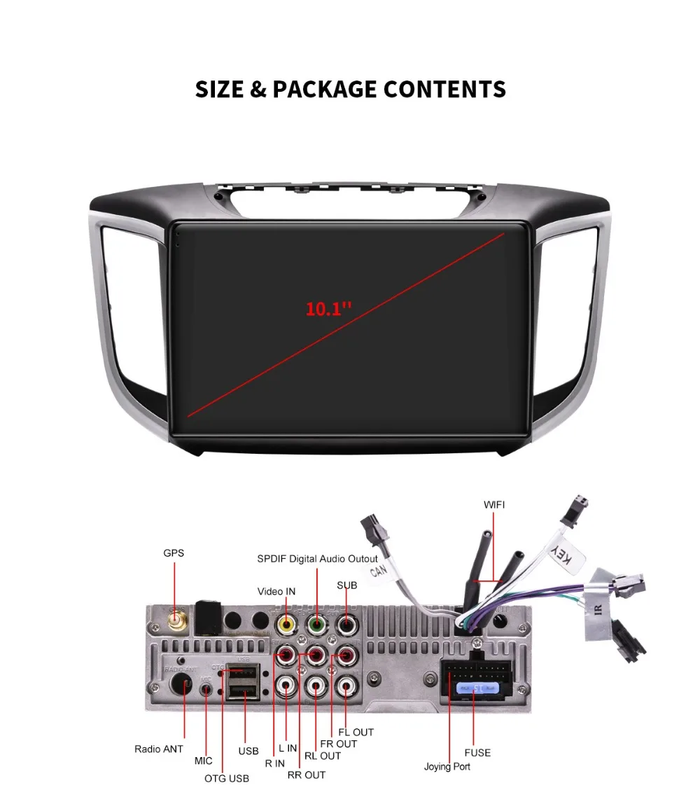 Sale JOYING Android 8.1 Octa Core 2GB RAM&32GB ROM 10.1 inch IPS display autoradio GPS car radio for Hyundai IX25 CRETA 2014-2017 DSP 28