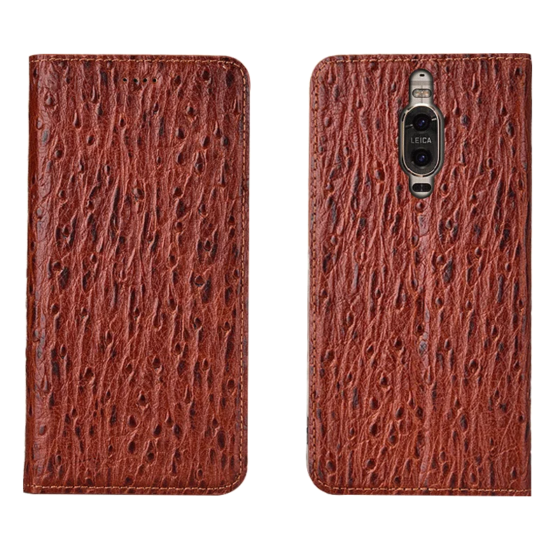 

Ostrich Pattern Genuine Leather Ultra Thin Card Slot Case For Huawei Mate 9 Pro/Huawei Mate 9 Magnetic Case Standing Coque Funda