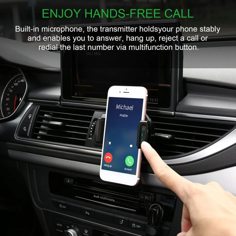 5 В/2.1A Быстрая зарядка Hands Free Встроенный микрофон многофункциональный автомобильный fm передатчик для телефона 2,1-3,2 дюймов