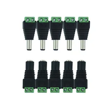 Conector de alimentação 12v dc jack cctv câmera 5050 3528 tiras de led de cor única fêmea dc adaptador de energia plugue macho