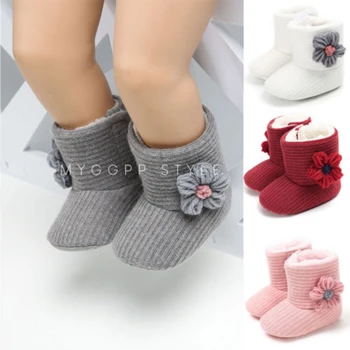 

Baby Girl Kids Winter Thick Cotton Shoes Baby Infant Girls Solid Winter Warm Boots Newborn Toddler Soft Fleece Sole Shoes 0-18m
