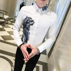 Осень 2019 тонкая рубашка с длинными рукавами Мужская соц чаша A236-9842-P55